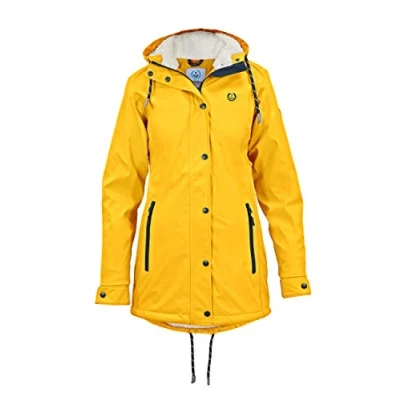 Image of MADSea Women&#039;s Raincoat Friesennerz with Teddy Fleece Warm Lined Rain Jacket Waterproof, yellow, 24