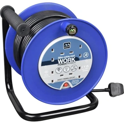 Image of Masterplug Four Socket Open Cable Reel with Handle
