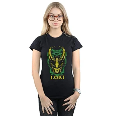 Image of Marvel Women&#039;s Loki Badge T Shirt Black Large