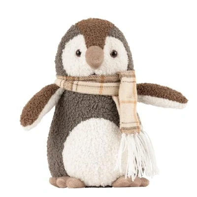 Image of Paoletti Boucle Penguin Novelty Doorstop, Warm Grey