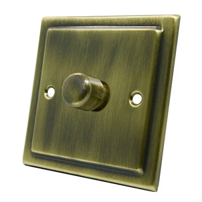 Image of AET VAB1GDIMLED Victorian Antique Brass 250W 10 Amp Single 1 Gang 2 Way LED Light Dimmer Switch, 250 W, 240 V