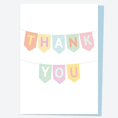 Image of Ready to Write Thank You Open Out Cards Pastel Bunting Pack of 10 (11 0041)