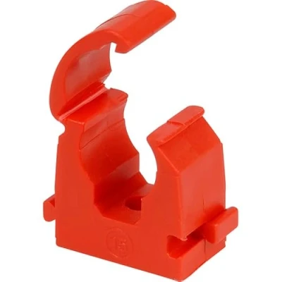 Image of ROHANS Single 15mm HINGED Pipe Clips TS15 for PIPEWORK Black, White, Red, Yellow, Blue, Pack of 5, 10, 15, 20, 50, 100 (20, RED)