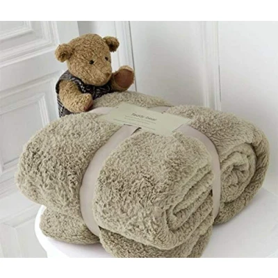 Image of Hachette Teddy Fleece Throw Blanket Soft Warm Over Sofa Bed Travel Bedspread (Mink, Single 100 x 150 cm)