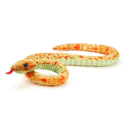 Image of Zappi Co 100% Recycled Plush Yellow Corn Snake Toy (100cm Length) Stuffed Soft Cuddly Eco Friendly for New Born Child