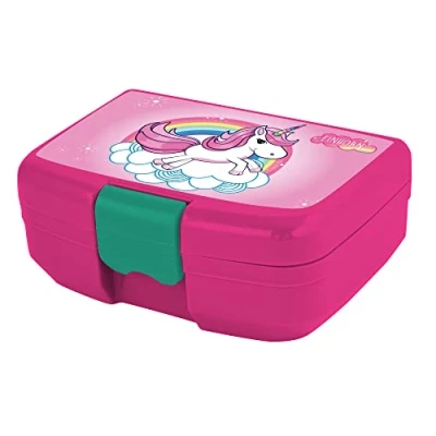 Image of p:os 76961299 Unicorn Children with a Compartment, Pink Plastic Clip Closure, Lunch Box for Nursery, School and Leisure