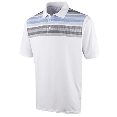 Image of Island GREEN Men&#039;s CoolPass Stretch Quick Dry Breathable Polo Shirts, White/Sky Blue/Grey, XL