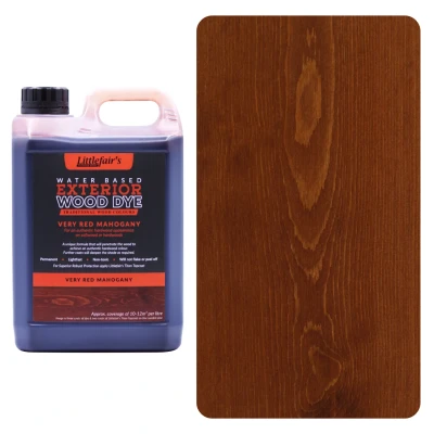 Image of Littlefair&#039;s Wood Stain Water Based 2.5ltr Outdoor Furniture Dye Light &amp; Dark Finishes Non Toxic Eco Friendly Formula Exterior for Crafts Colour: Very Red Mahogany