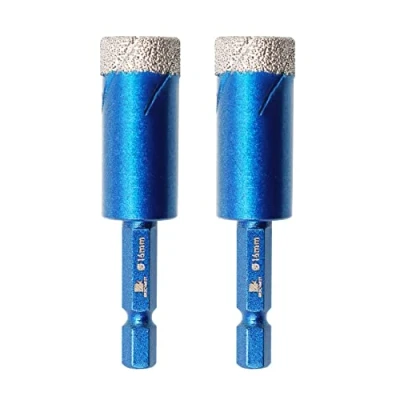 Image of Diamond Drill Bit 16mm,BRSCHNITT 2pcs/pack 16mm Hole Saw for Porcelain Tile Ceramic Stone Granite Marble,Hex Shank Dry Drilling Core Set