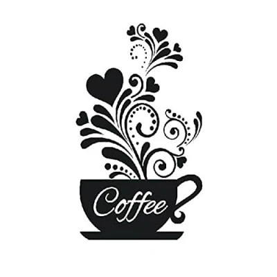Image of Oulensy Wall Art Love Coffee Cups Kitchen Tea Sticker Vinyl Decal Restaurant Pub Decor