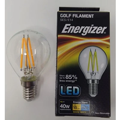 Image of Energizer LED Filament Energy Saving Lightbulb, SES E14, 4W 40W, Warm White Pack of 10