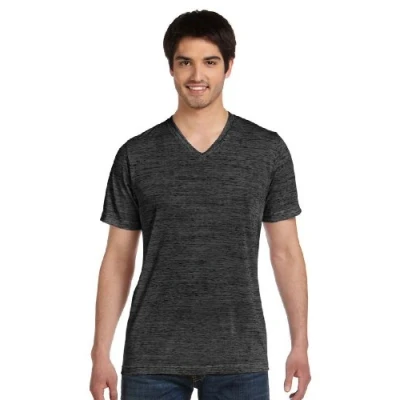 Image of Bella + Canvas Unisex Jersey Short Sleeve V Neck T Shirt CHARCOAL MARBLE M (US)