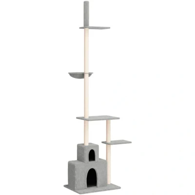 Image of vidaXL Floor to Ceiling Cat Tree Light Grey 250.5 276.5 cm