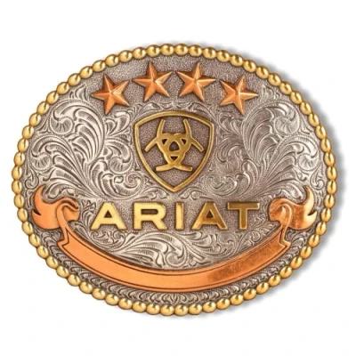 Image of ARIAT Oval Logo Antique Silver/Gold Acc Buckle, Gold, One size