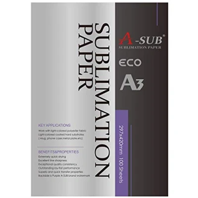 Image of A SUB Sublimation Paper A3, 297x420mm, 100 Sheets, Compatible with EPSON, SAWGRASS, RICOH, Brother Printers
