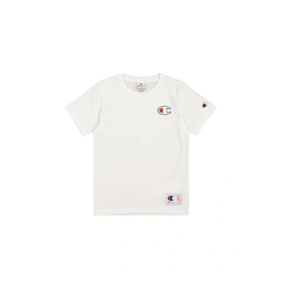 Image of Champion Retro Sport Crewneck LOGO Unisex Basic Tshirt for kids, Size: 11 12y, White