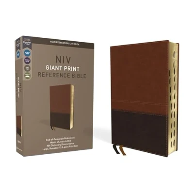 Image of NIV, Reference Bible, Giant Print, Imitation Leather, Brown, Red Letter Edition, Indexed, Comfort Print: New International Version, Leathersoft,