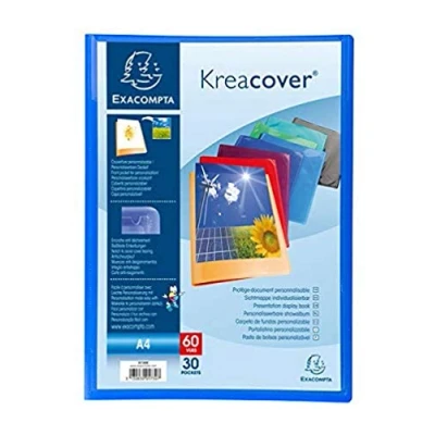 Image of Exacompta Ref 5730E Kreacover Collection Semi Rigid Opaque PP Display Book 240 x 320mm in Size, Suitable for A4 Documents, 30 Pockets Assorted Colours (Pack of 12)