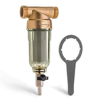 Image of iSpring WSP 50 Reusable Whole House Spin Down Sediment Water Filter, Micron Flushable Prefilter Filtration, 1&quot; MNPT + 3/4&quot; FNPT, Lead Free Brass