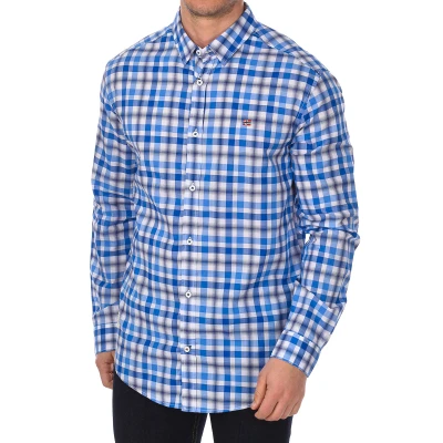 Image of Napapijri Mens Grinnel Long Sleeve Shirt with lapel collar NP0A4E2V man Multicolour Cotton Size Small