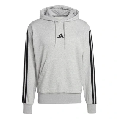 Image of adidas Men&#039;s ESSENTIAL THREE STRIPES FRENCH TERRY HOODIE, medium grey heather/black, S