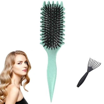 Image of Curl Defining Brush, Boar Bristle Hair Curly Brush For Detangling, Combing, Shaping and Curls, Women Men Less Pulling,Reduce Pulling Separation