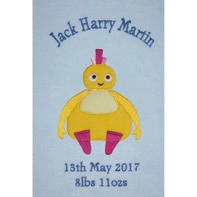 Image of Twirlywoos Chickedy Personalised Super Soft Fleece Baby Blanket (Blue)