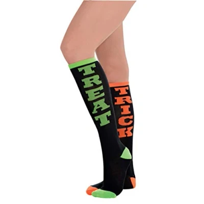Image of amscan 394282 55 Halloween Trick or Treat Knee Socks, 2 Pcs