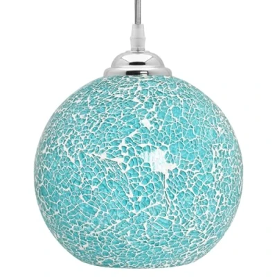 Image of Crackle Sea Green Glass Globe Pendant Light Retro Mosaic Ceiling Lamp Shade Hanging K419