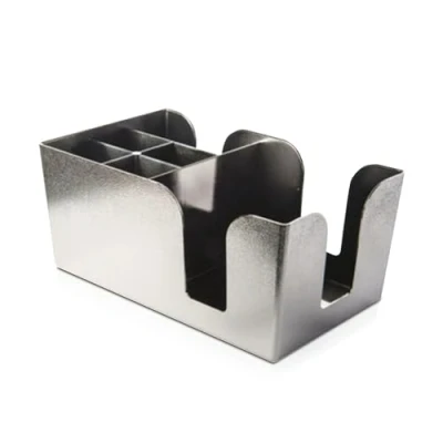 Image of We Can Source It Ltd Chrome Finish Bar Napkin Holder Plastic Caddy, Straw Holder, Condiment Container for Bar, Clubs, Restaurants, and Hotels Polystyrene Counter Caddy