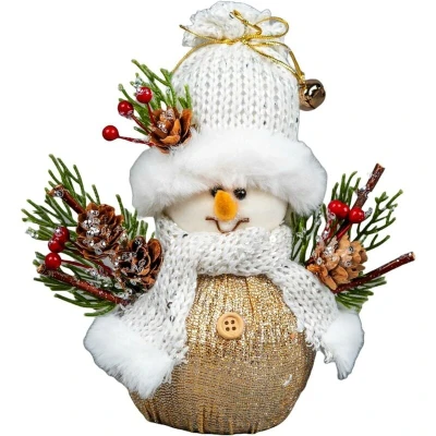 Image of SHATCHI 19cm Snowman Figure Christmas Tabletop Centrepiece Showpieces Home Art &amp; Craft Xmas Party Window Décor