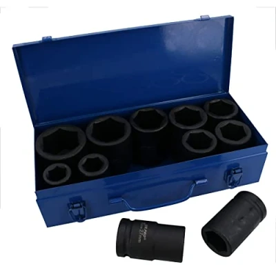 Image of 1in Drive Deep Metric MM Impact Sockets 22mm 50mm 6 Sided 11pc Set
