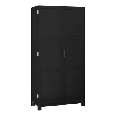 Image of Ameriwood Home Storage Cabinet, MDF and laminated particleboard, Black, (H) 164 x (W) 80 (D) 39 cm