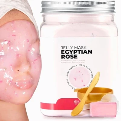 Image of BRÜUN Peel Off Egyptian Rose Jelly Mask for Face Care A 23 fl oz Rubber Jar 30 to 35 Treatments Skin Moisturizing Gel of Spa Set Men, Women and Adults