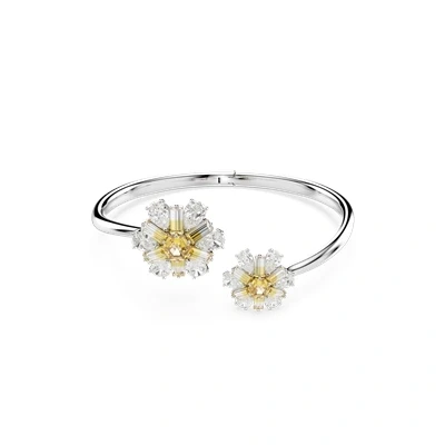 Image of Swarovski Idyllia bangle, Flower, Yellow, Rhodium plated