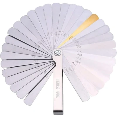 Image of Feeler Gauges, 32 Pieces Universal Blade Gauges Metric and Imperial for Measuring the Gap Width, Thickness, Spark Plugs