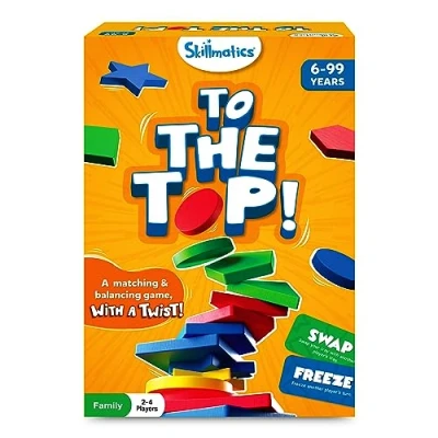 Image of Skillmatics Board Game 2 The Top, Matching &amp; Balancing with a Twist, Match Colours Shapes, Gifts Fun Family Friendly