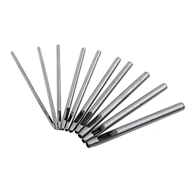 Image of 10Pcs 0.5 5mm Hollow Hole Puncher DIY Leather Punch Tool Sets For Watch Strap Belt