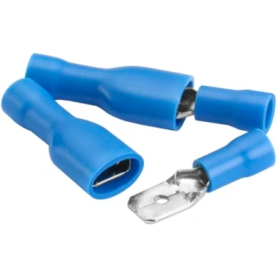 Image of Heschen Male/Female Quick Disconnects Vinyl Fully Insulated 6.3 x 0.8 mm Cable Terminal for 1.5 2.5mm² (16 14 AWG) Blue 100Pack