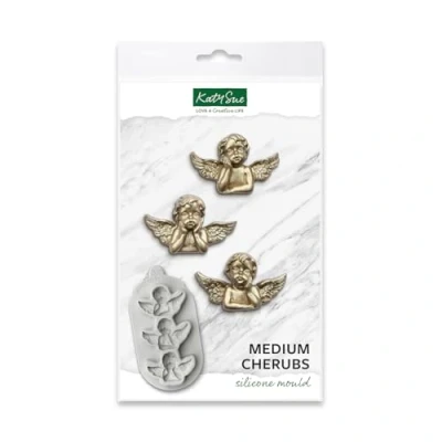 Image of Katy Sue Medium Cherubs Silicone Mould for Cake Decorating &amp; Craft Makes 3 in Different Poses, Size 143 x 75 15mm or 5.7 0.6 Inches