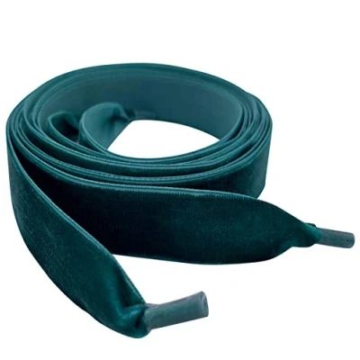 Image of 142cm / 56 Bottle Green Velvet Flat Ribbon Shoe laces, My Laces™ for adults &amp; kids Trainers, Boots Shoelaces
