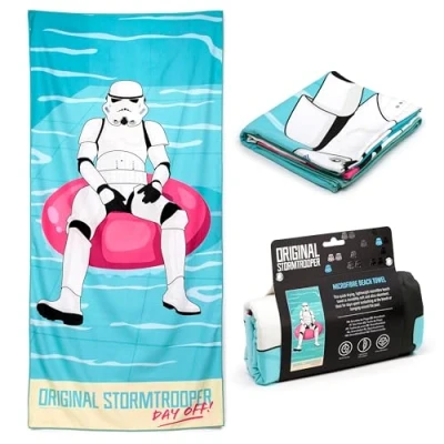 Image of Puckator The Original Stormtrooper Surf Day Off Microfibre Beach Towel Large Quick Drying Lightweight Thin Funny Mens Girls Pool Holiday Towels For Adults Womens Vacation Accessories
