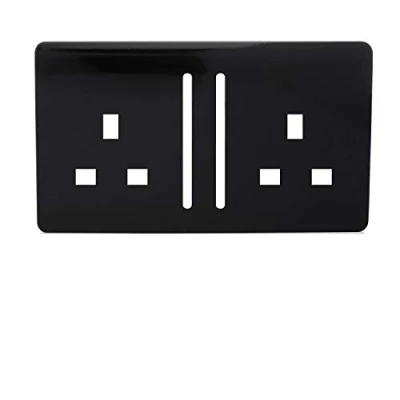 Image of A Trendi SPARE FACEPLATE For 2 Gang Artistic Modern Glossy 13 Amp Long Switched Plug Socket Black ART SKT213LBK SP