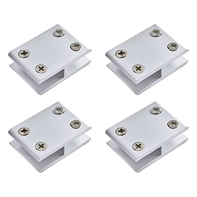 Image of INCREWAY Glass Clamp, 4 Pack Adjustable Double Side Aluminum Alloy Shelf Support Bracket, Clip Clamp Holder for 8 10mm Thickness, 180 Degrees
