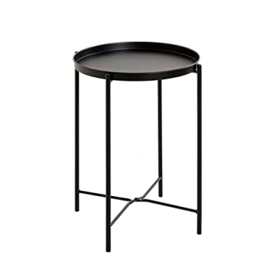 Image of HAKU Mobel End Table Black, Metal Size: H 50 cm X Ø 39 cm, Style: Art Deco