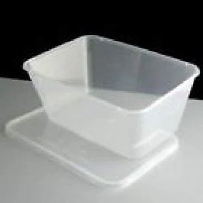 Image of 1000ml Plastic Rectangular CONTAINERS &amp; LIDS Clear Microwave Safe Food Takeaway (Qty : 50)