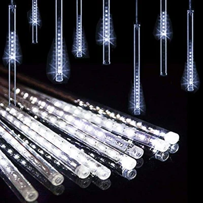 Image of Solar Meteor String Lights, 30cm 10 Tubes 360LEDs Falling Rain Lights Garden with 8 Mode for (White)