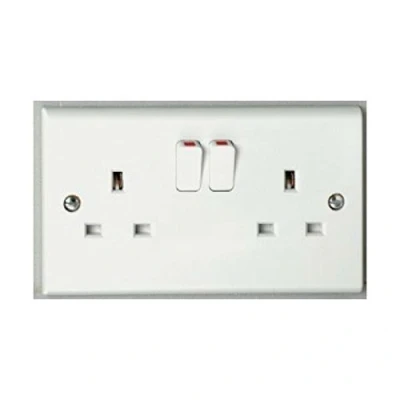 Image of Deta S1209S Slimline Double Switch Socket 2 Gang SP 13 Amp