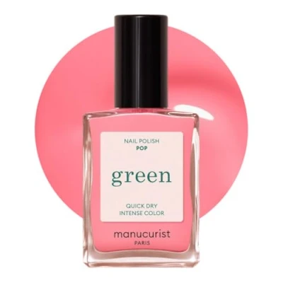 Image of Manucurist Green Pastel Pink Nail Polish Pop Natural Classic 9 Free Vegan and Plant Based Manicure &amp; Care 15 ml