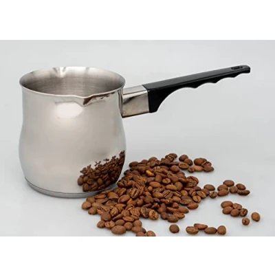 Image of Ilsa Turkish Coffee Pot 500ml (16.91 oz) Turka Cezva Ibrik Cezve Stainless Steel for Induction Hobs with Two Spouts